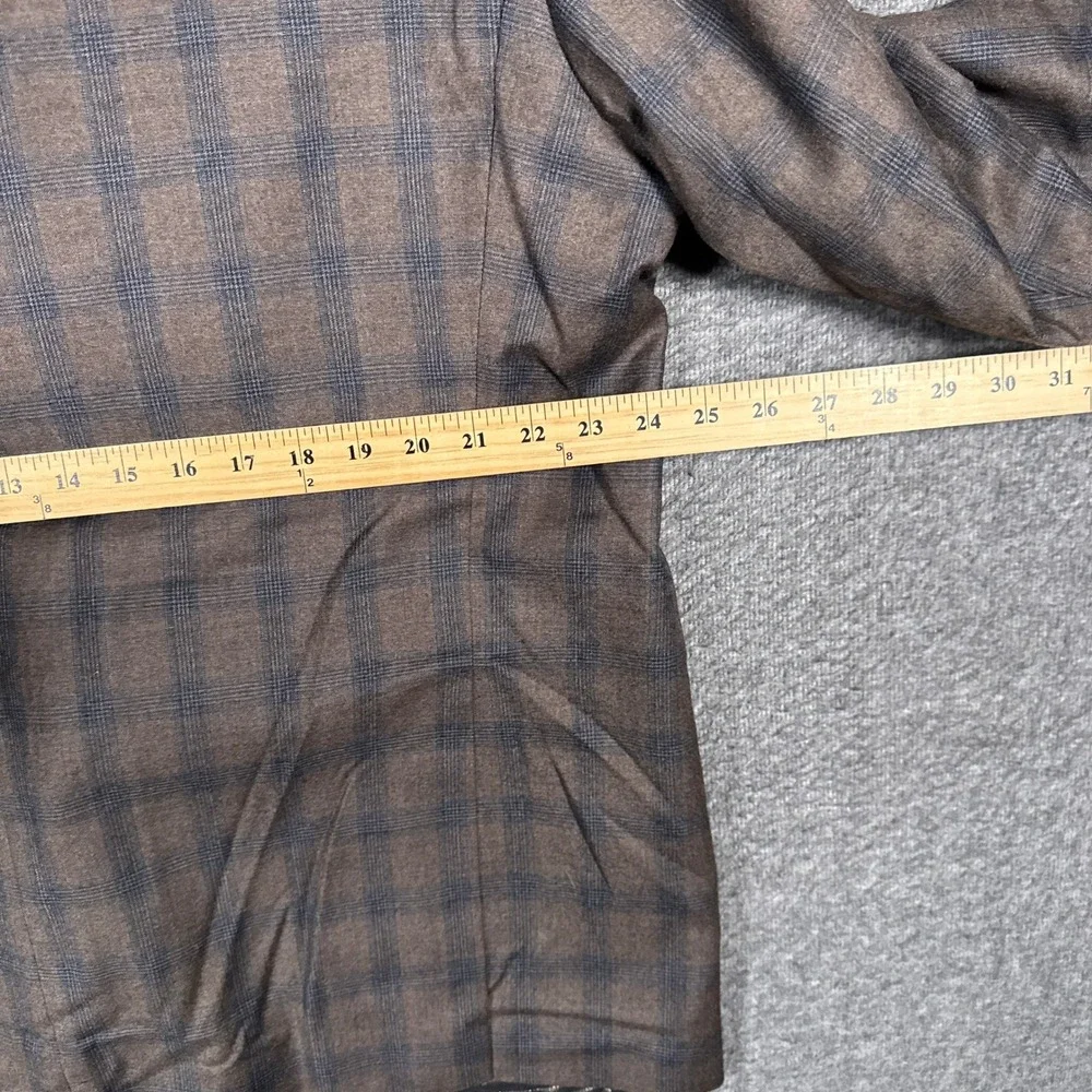 Joseph Abboud Sport Coat Blazer Mens 52R Brown Windowpane E.Thomas 100% Wool USA